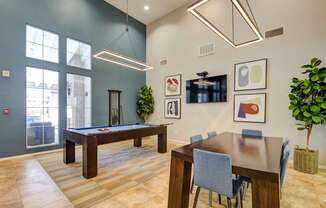Community room with a pool table and a dining table at Sonoma at Porter Ranch, CA, 91326