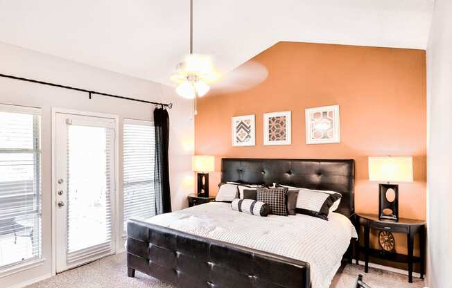 Vaulted Ceilings in Master bedroom at The Winsted at Valley Ranch in Irving, TX, For Rent. Now leasing 1 and 2 bedroom apartments.