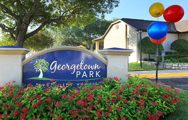 Entry monument sign l Georgetown Park Apartments for rent in TX