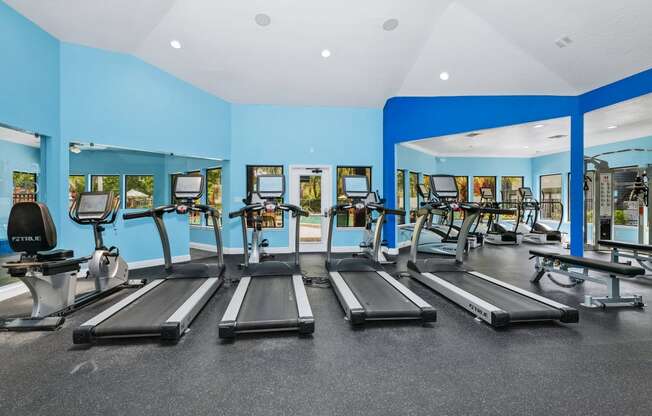 Fitness Center with cardio equipment at Timberlake Apartments