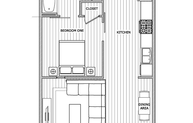 1 bed, 1 bath, 685 sqft, $1,300, Unit 109