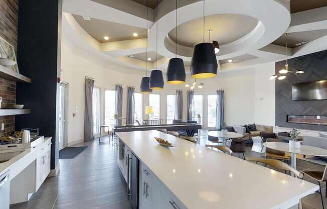 kitchen in clubhouse at Echo Park at Perry Crossing Apartments, Plainfield, 46168