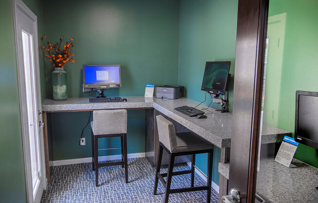 Resident business center at The Villas at Bailey Ranch Apartments in Owasso, OK