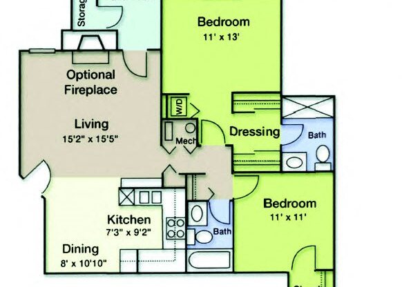 2 beds, 2 baths, 979 sqft, $1,390