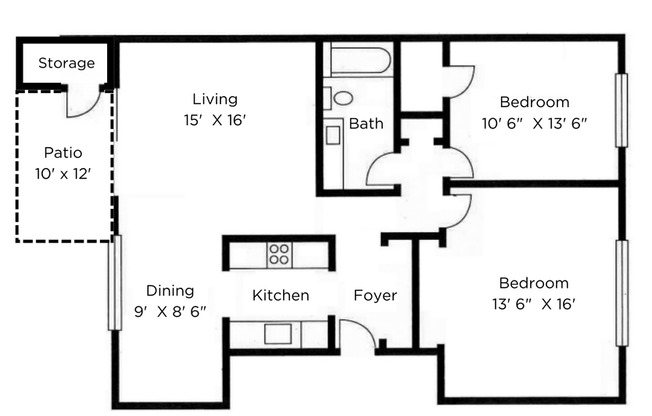 2 beds, 1 bath, 1,065 sqft, $1,995, Unit 3109-3