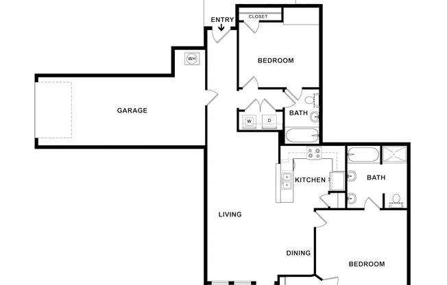 2 beds, 2 baths, 1,260 sqft, $1,660