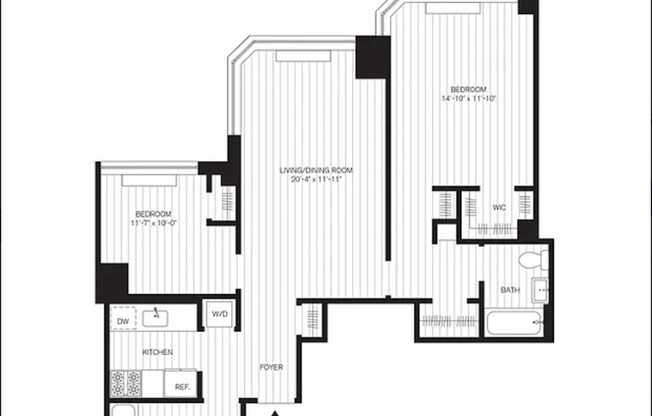 2 beds, 2 baths, 953 sqft, $7,500, Unit 21G