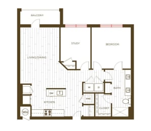 1 bed, 1 bath, 909 sqft, $1,345