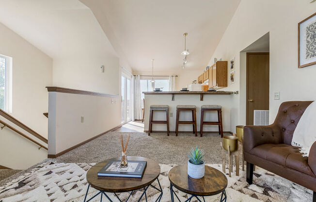 Open-Concept Living Area With Vaulted Ceilings