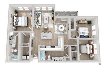 3 beds, 2 baths, 1,309 sqft, $2,392