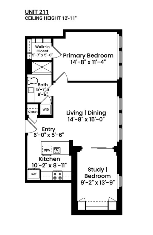 2 beds, 1 bath, 813 sqft, $4,500, Unit L-211