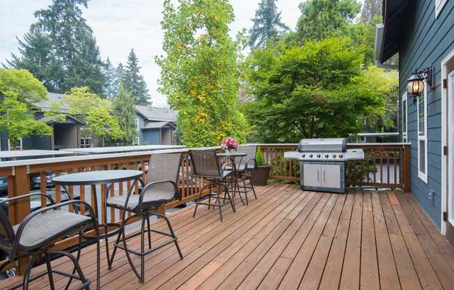 Stillwater clubhouse deck seating and bbq grill station