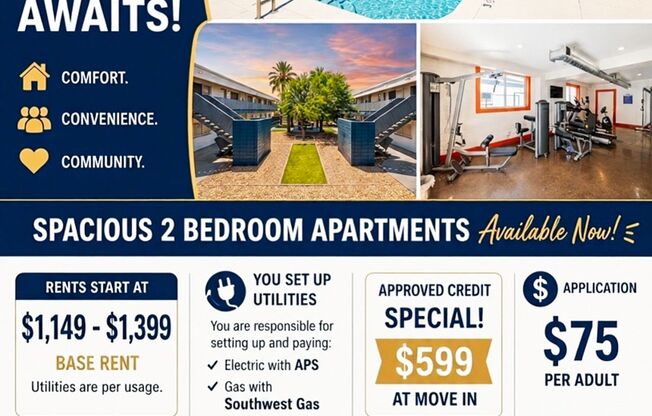 2 beds, 1 bath, $999, Unit 87