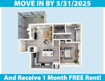 1 bed, 1 bath, 904 sqft, $2,100