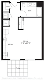 Studio, 1 bath, 487 sqft, $1,589