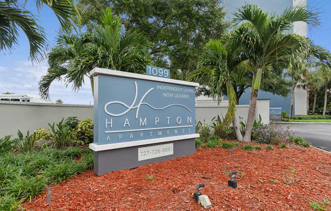 Entrance Sign at Hampton Apartments, Clearwater, FL