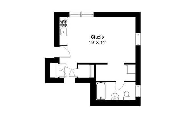 Studio, 1 bath, 355 sqft, $1,395, Unit 1948-1S