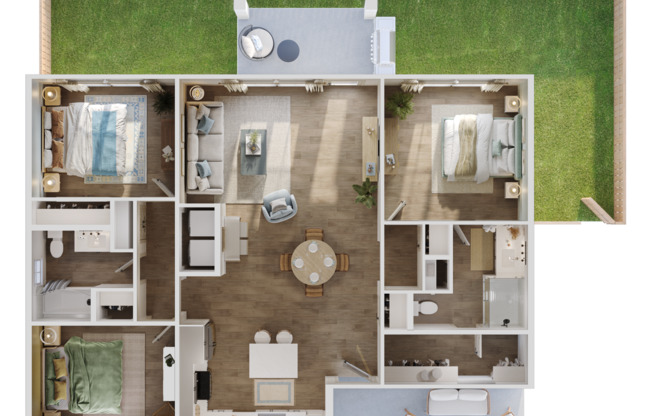 3 beds, 2 baths, 1,269 sqft, $2,525, Unit 6203