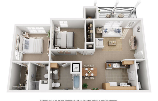 2 beds, 2 baths, 987 sqft, $1,269