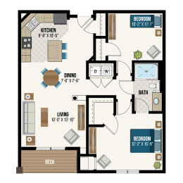 2 beds, 1 bath, 1,004 sqft, $1,694