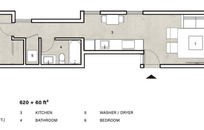 1 bed, 1 bath, 535 sqft, $2,695, Unit 208