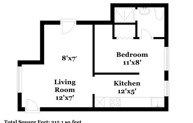 1 bed, 1 bath, 315 sqft, $1,419, Unit 1325-4