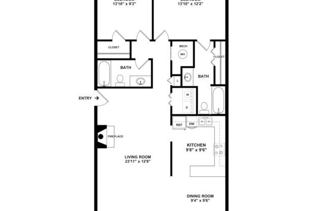 2 beds, 2 baths, 1,104 sqft, $1,425