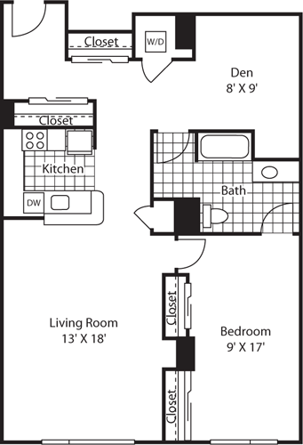 1 bed, 1 bath, 1,097 sqft, $2,712, Unit 319