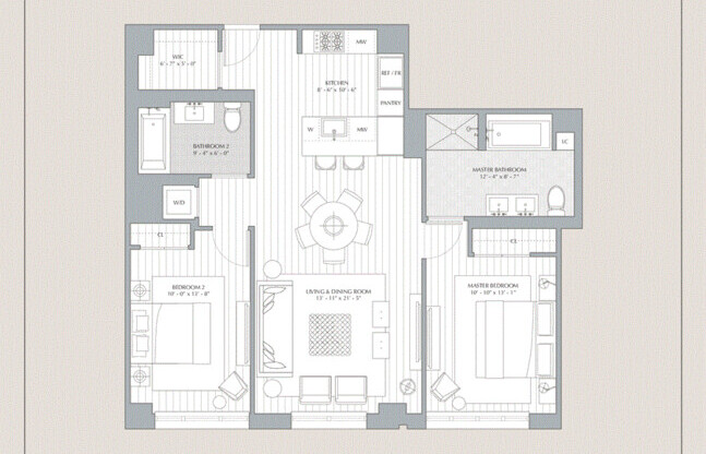 2 beds, 2 baths, 1,150 sqft, $11,500, Unit 5Q