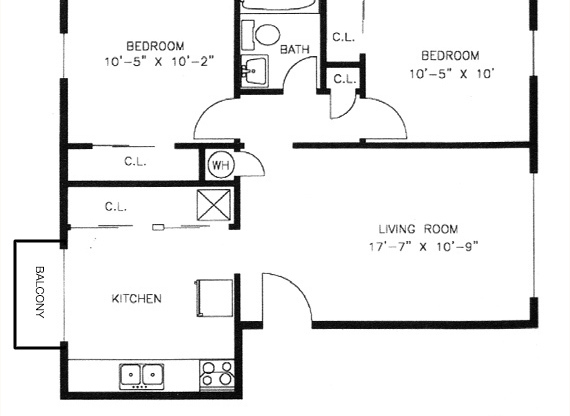 2 beds, 1 bath, 650 sqft, $1,596, Unit 05