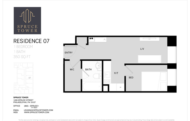 1 bed, 1 bath, 350 sqft, $1,352, Unit 207