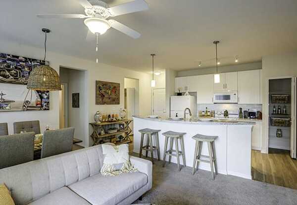 The Gate Apartments Model Unit Living Room and Kitchen Area