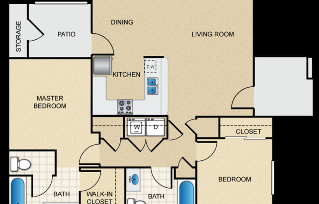 2 beds, 2 baths, 1,079 sqft, $1,895