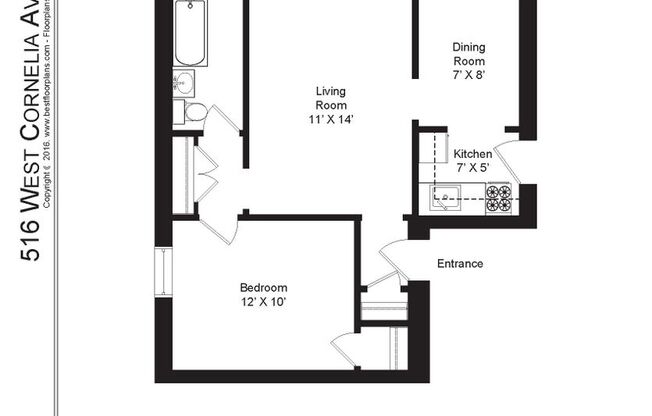 1 bed, 1 bath, 560 sqft, $1,950, Unit 516-320