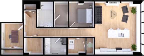 1 bed, 1.5 baths, 1,195 sqft, $2,009