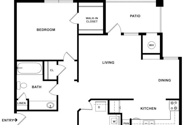1 bed, 1 bath, 717 sqft, $1,190