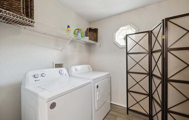 Washer and Dryer with Built In Shelving