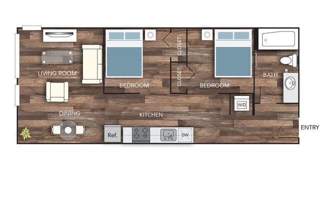 2 beds, 1 bath, 547 sqft, $2,495, Unit 206