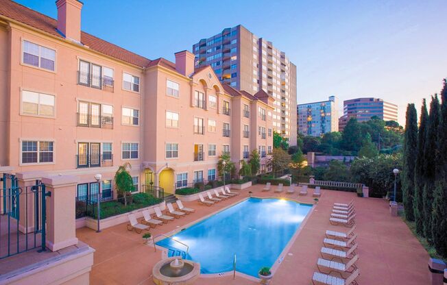 a swimming pool at the resort at potomac yard