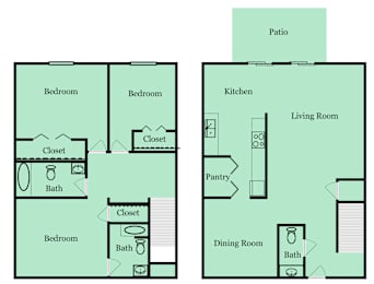 3 beds, 2.5 baths, 1,608 sqft, $1,530