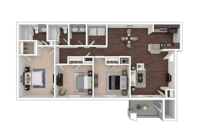 3 beds, 2 baths, 1,176 sqft, $1,525, Unit I-310