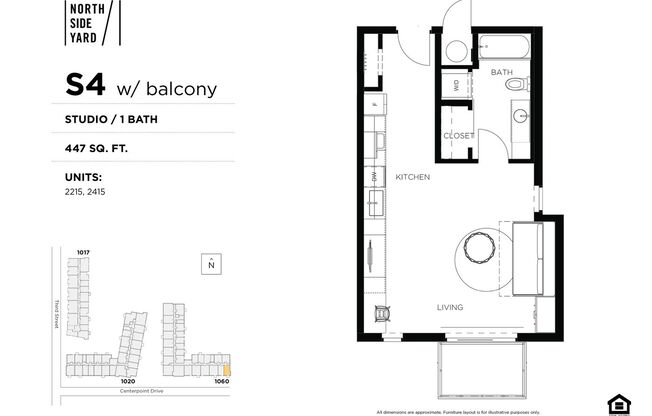 Studio, 1 bath, 487 sqft, $1,125, Unit 2415