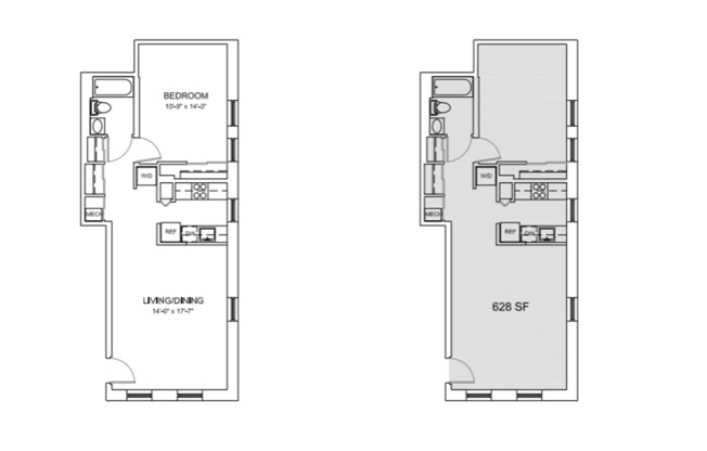 1 bed, 1 bath, 625 sqft, $1,764, Unit C-001