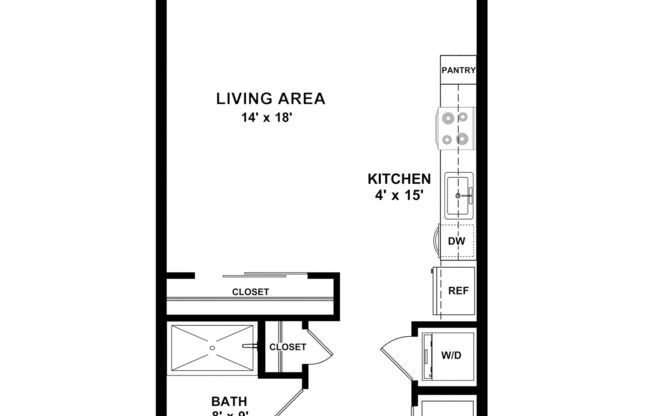 Studio, 1 bath, 499 sqft, $1,630