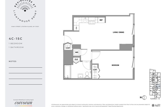 1 bed, 1 bath, $2,837, Unit 13CC