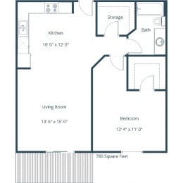 1 bed, 1 bath, 780 sqft, $905
