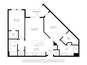 2 beds, 2 baths, 1,107 sqft, $2,692