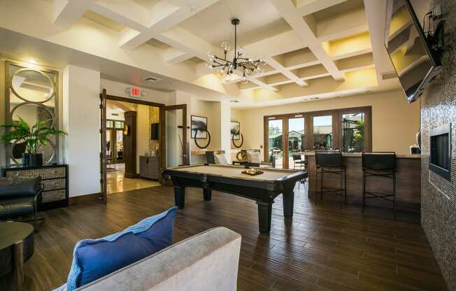 Clubhouse With Billiards Table at SkyStone Apartments, Albuquerque