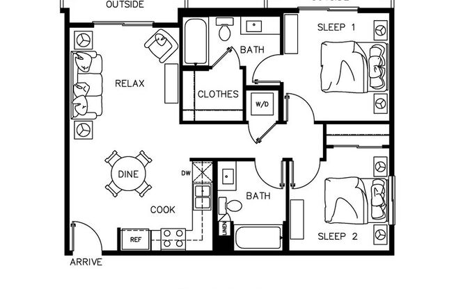 2 beds, 2 baths, 909 sqft, $3,400, Unit 223