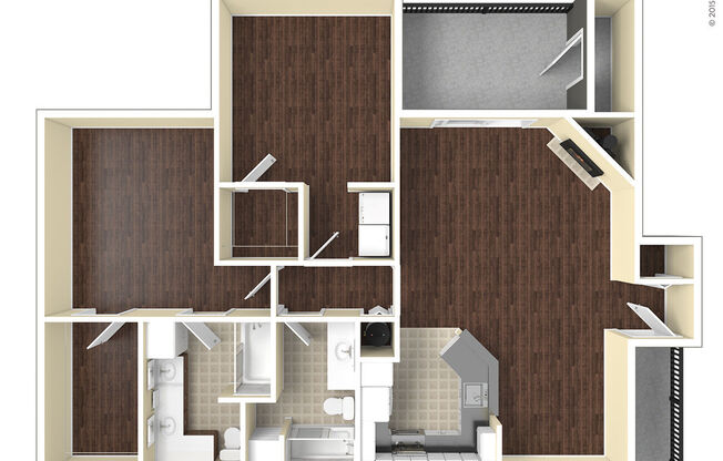 2 beds, 2 baths, 1,116 sqft, $1,430